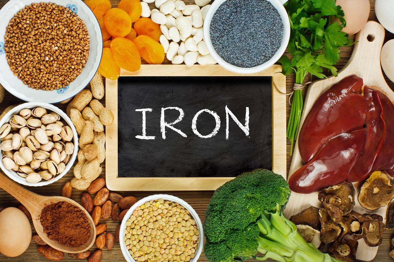 Food containing natural iron.