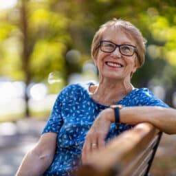 Senior woman outdoors in the city.