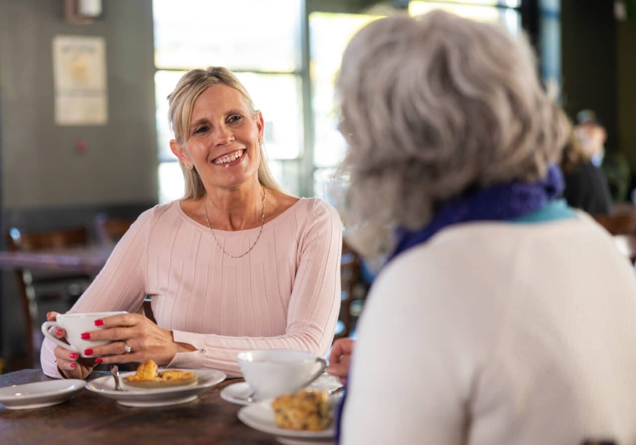 Two woman having lunch.
