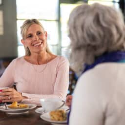 Two woman having lunch.